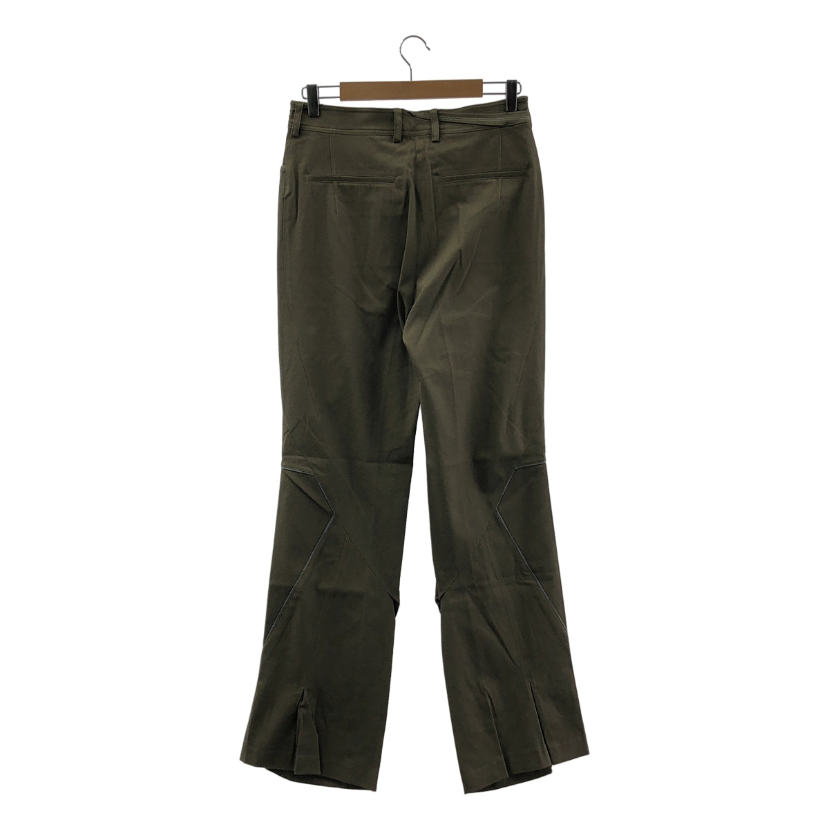 [全新品] Kiko Kostadinov | 2024 秋冬系列 | OHNE K-DART TROUSER 聚酯纖維/羊毛垂墜喇叭褲 | 尺寸 44 | 黃銅綠 | 男款