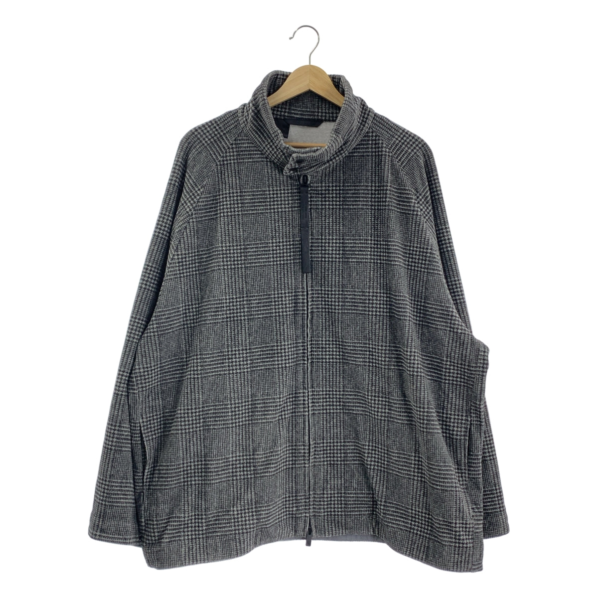 N.HOOLYWOOD / エヌハリウッド | ウール グレンチェック レザーロゴジップ オーバー ジャケット | 40 | メンズ