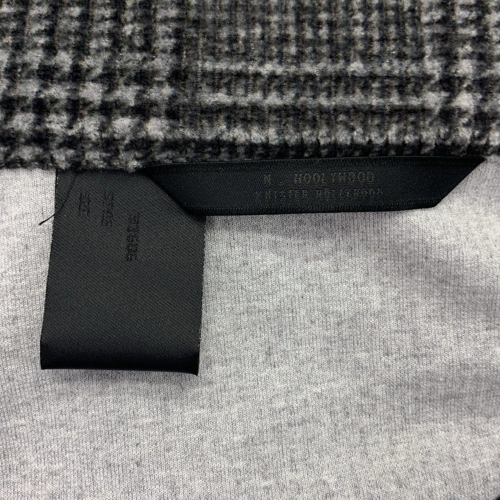 N.HOOLYWOOD / エヌハリウッド | ウール グレンチェック レザーロゴジップ オーバー ジャケット | 40 | メンズ