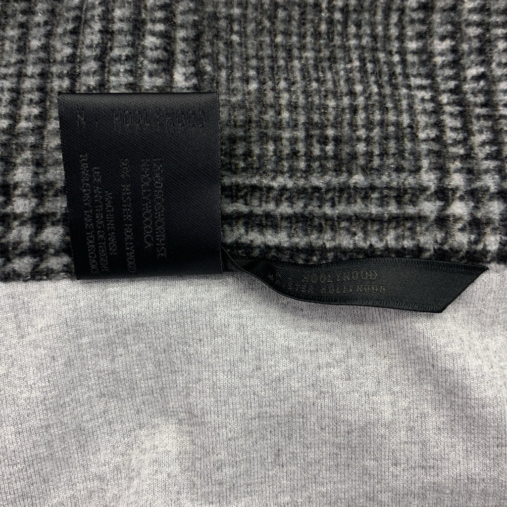 N.HOOLYWOOD / エヌハリウッド | ウール グレンチェック レザーロゴジップ オーバー ジャケット | 40 | メンズ