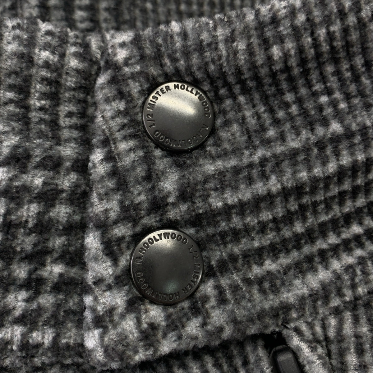 N.HOOLYWOOD / エヌハリウッド | ウール グレンチェック レザーロゴジップ オーバー ジャケット | 40 | メンズ