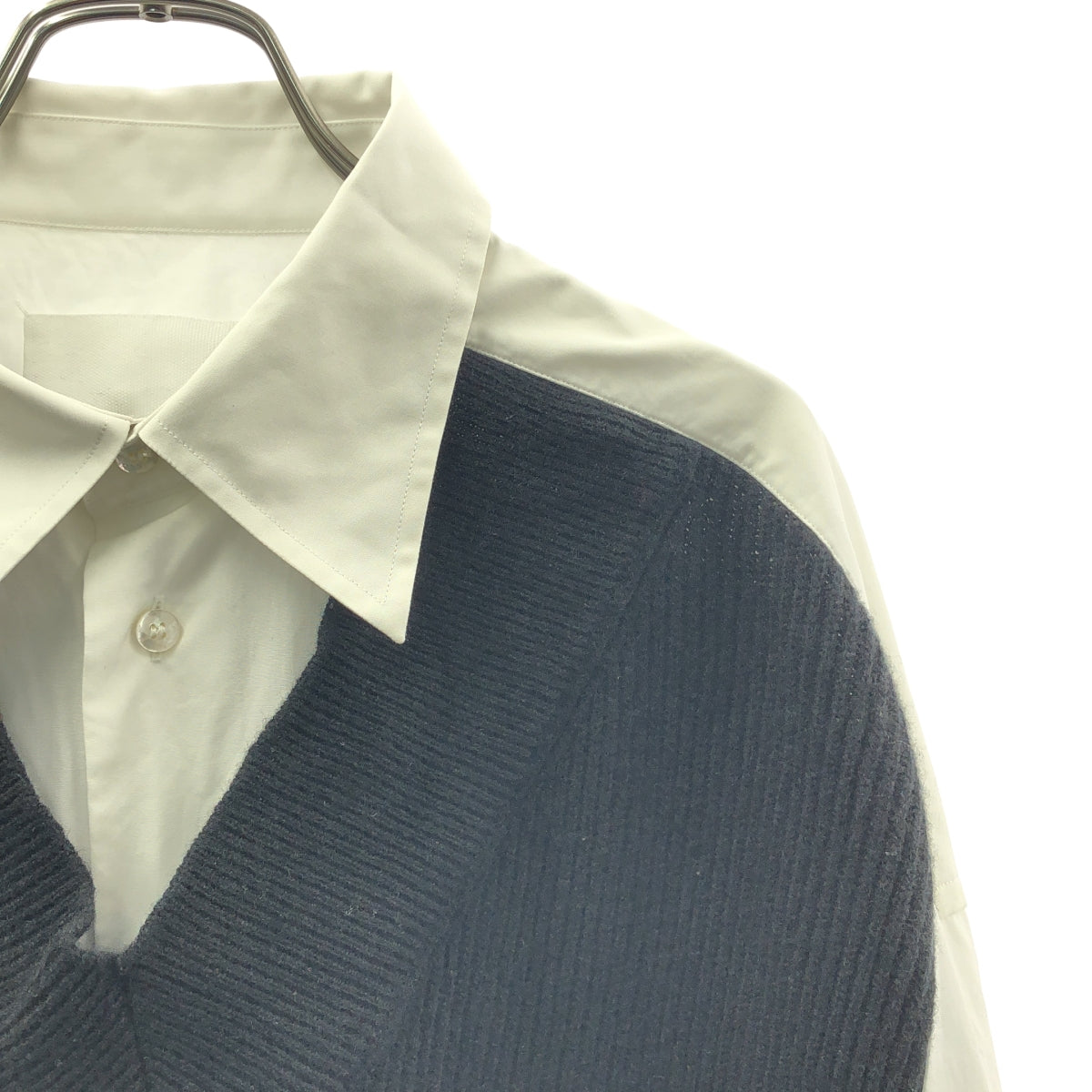 Maison Margiela / 馬丁馬吉拉 | 層次感針織超大版襯衫洋裝 | S | 黑/白 | 女款