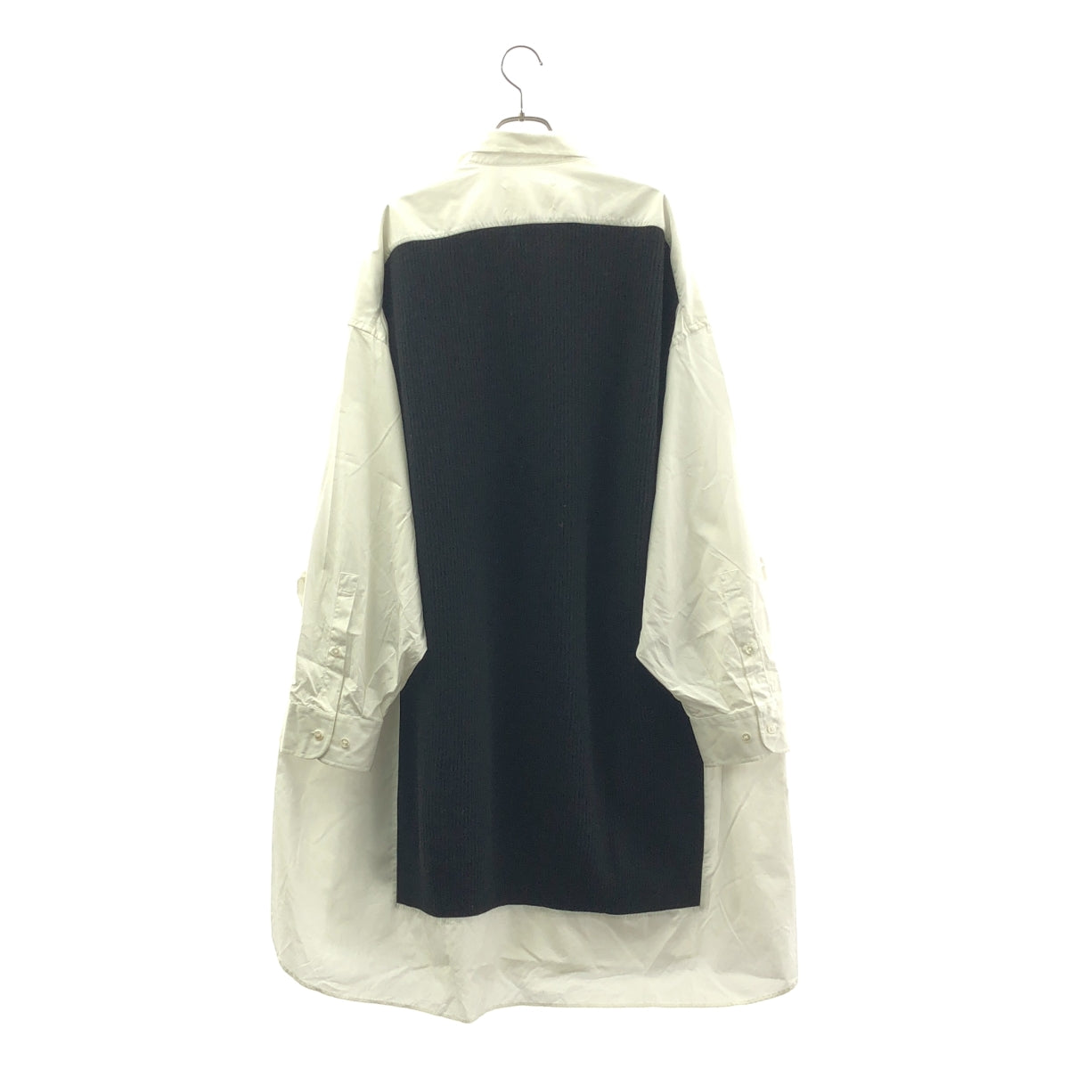 Maison Margiela / 馬丁馬吉拉 | 層次感針織超大版襯衫洋裝 | S | 黑/白 | 女款