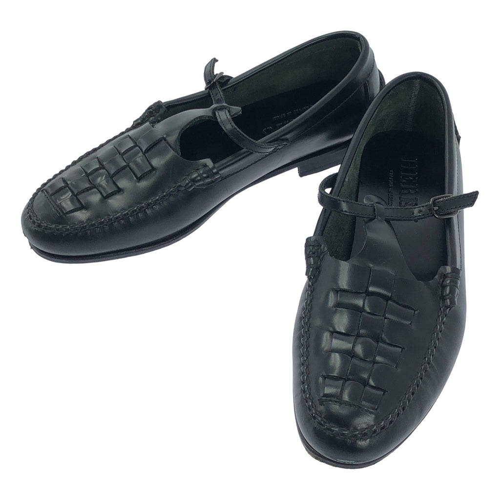 HEREU / ヘレウ | T-bar Maqueda  Loafer / レザー 編み込み ストラップ ローファー 革靴 | 37 | ブラック | レディース