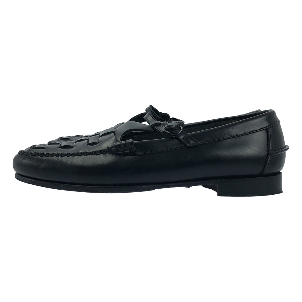 HEREU / ヘレウ | T-bar Maqueda  Loafer / レザー 編み込み ストラップ ローファー 革靴 | 37 | ブラック | レディース