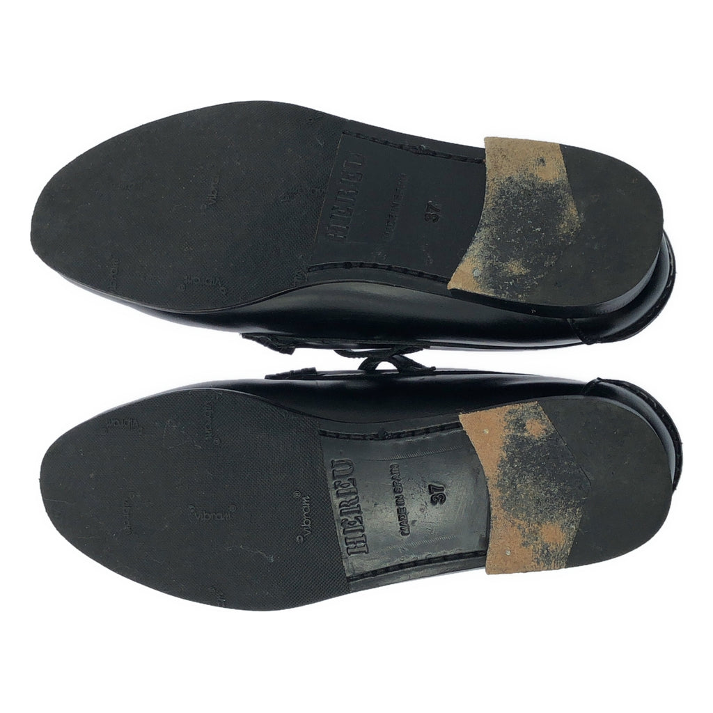 HEREU / ヘレウ | T-bar Maqueda  Loafer / レザー 編み込み ストラップ ローファー 革靴 | 37 | ブラック | レディース