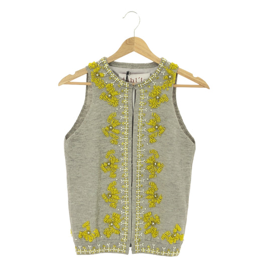 【신품】 dahl'ia / 달리아 | KNIT BEADS VEST 비즈 엠브로이드 니트 베스트 | F | 회색 | 여성