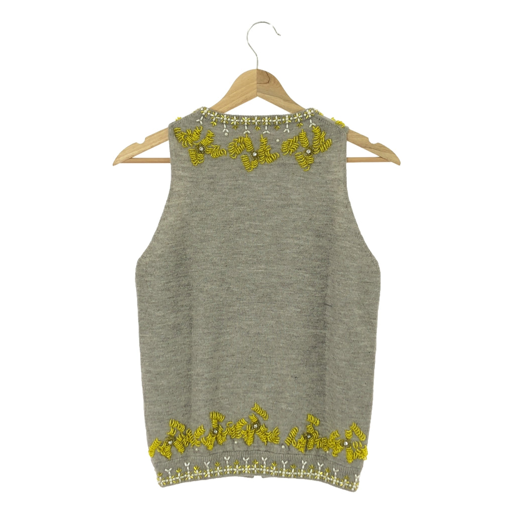 【新品】  dahl'ia / ダリア | KNIT BEADS VEST ビーズ エンブロイダリー ニットベスト | F | グレー | レディース
