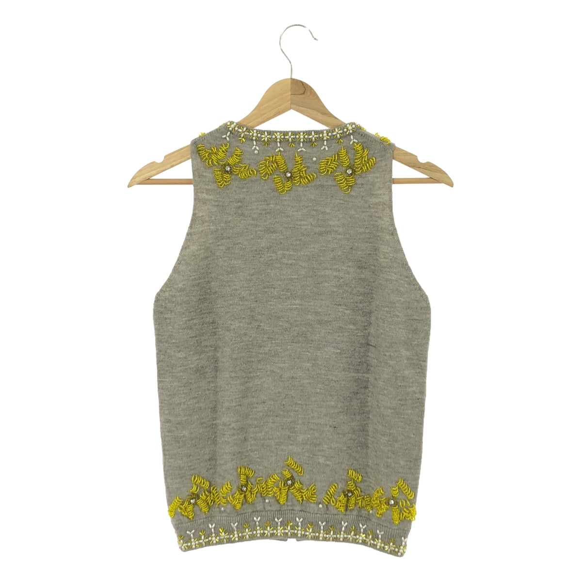 【신품】 dahl'ia / 달리아 | KNIT BEADS VEST 비즈 엠브로이드 니트 베스트 | F | 회색 | 여성