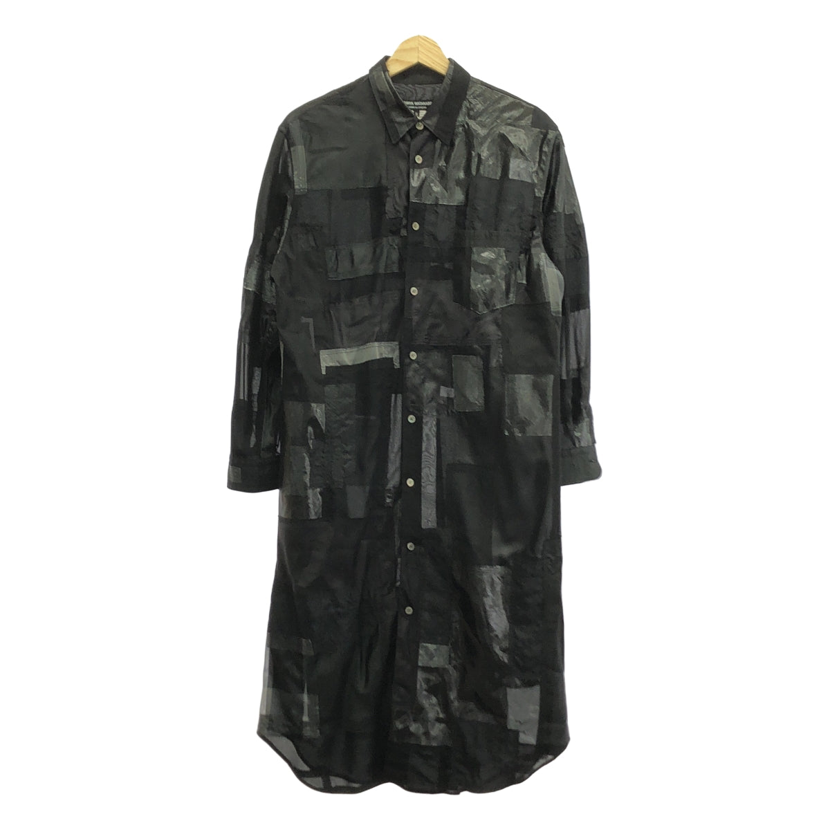 【미품】 JUNYA WATANABE COMME des GARCONS / 준야와타나베 | 2021SS | 폴리 에스테르 다른 소재 전환 패치 워크 셔츠 원피스 | S | 블랙 | 여성