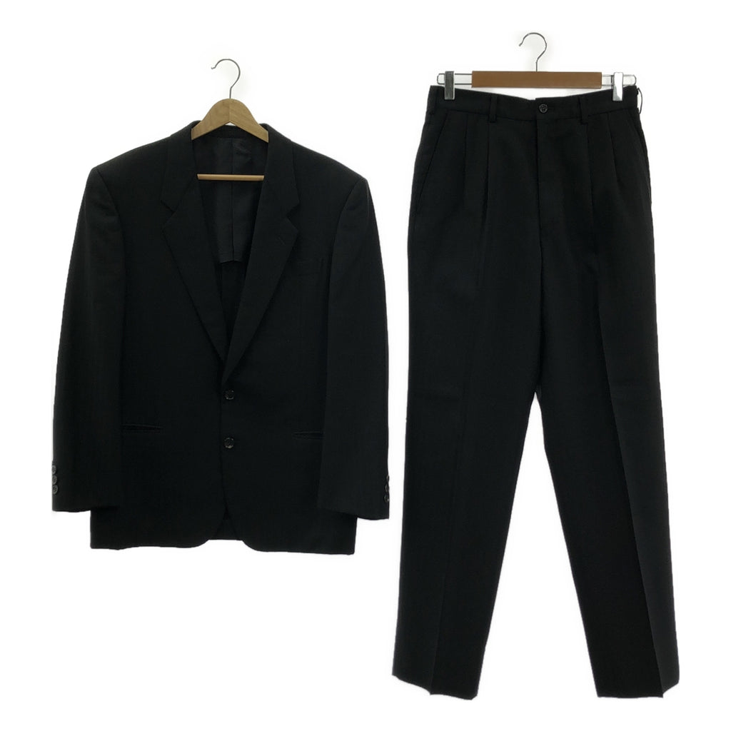 【美品】  COMME des GARCONS HOMME DEUX / コムデギャルソンオムドゥ | セットアップ ヘリンボーン 2B テーラードジャケット 総裏地 / 2タック スラックス パンツ | S | ブラック | メンズ