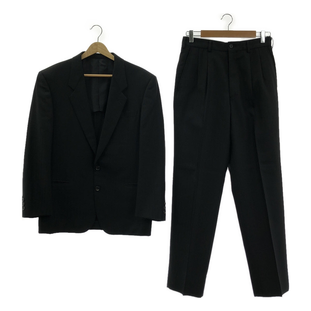 [狀況良好] COMME des GARCONS HOMME DEUX | 人字紋 2B 修身夾克 全襯裡 / 雙褶休閒褲 | S | 黑色 | 男款