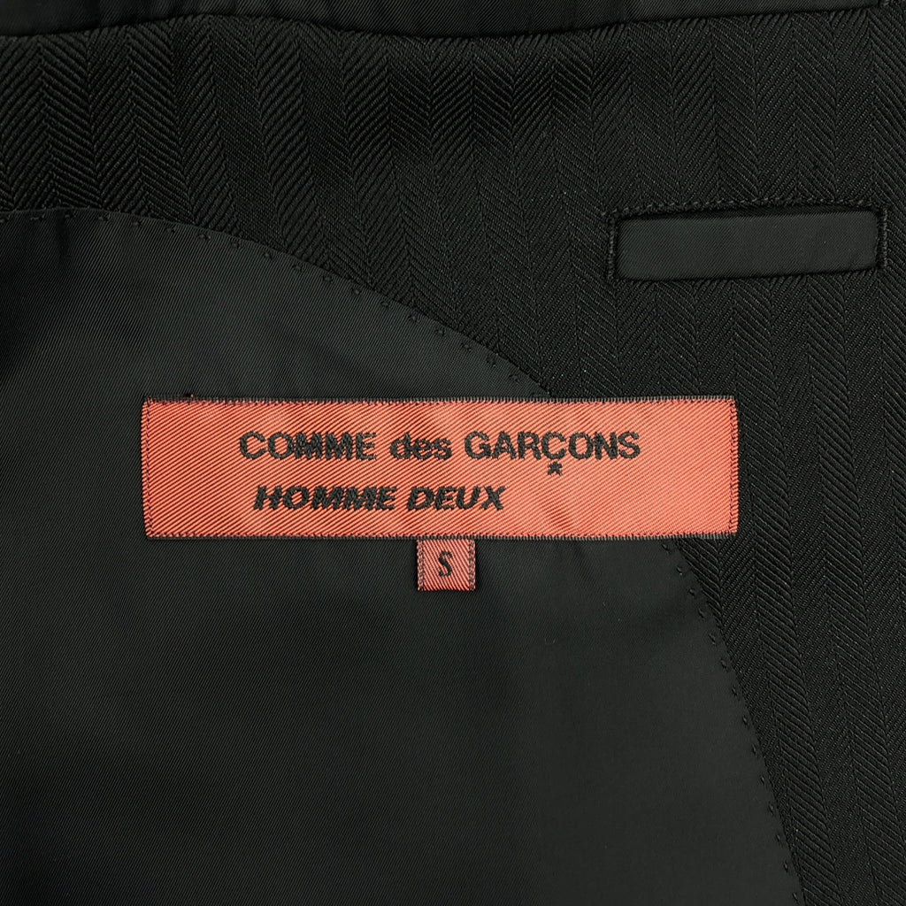 【美品】  COMME des GARCONS HOMME DEUX / コムデギャルソンオムドゥ | セットアップ ヘリンボーン 2B テーラードジャケット 総裏地 / 2タック スラックス パンツ | S | ブラック | メンズ