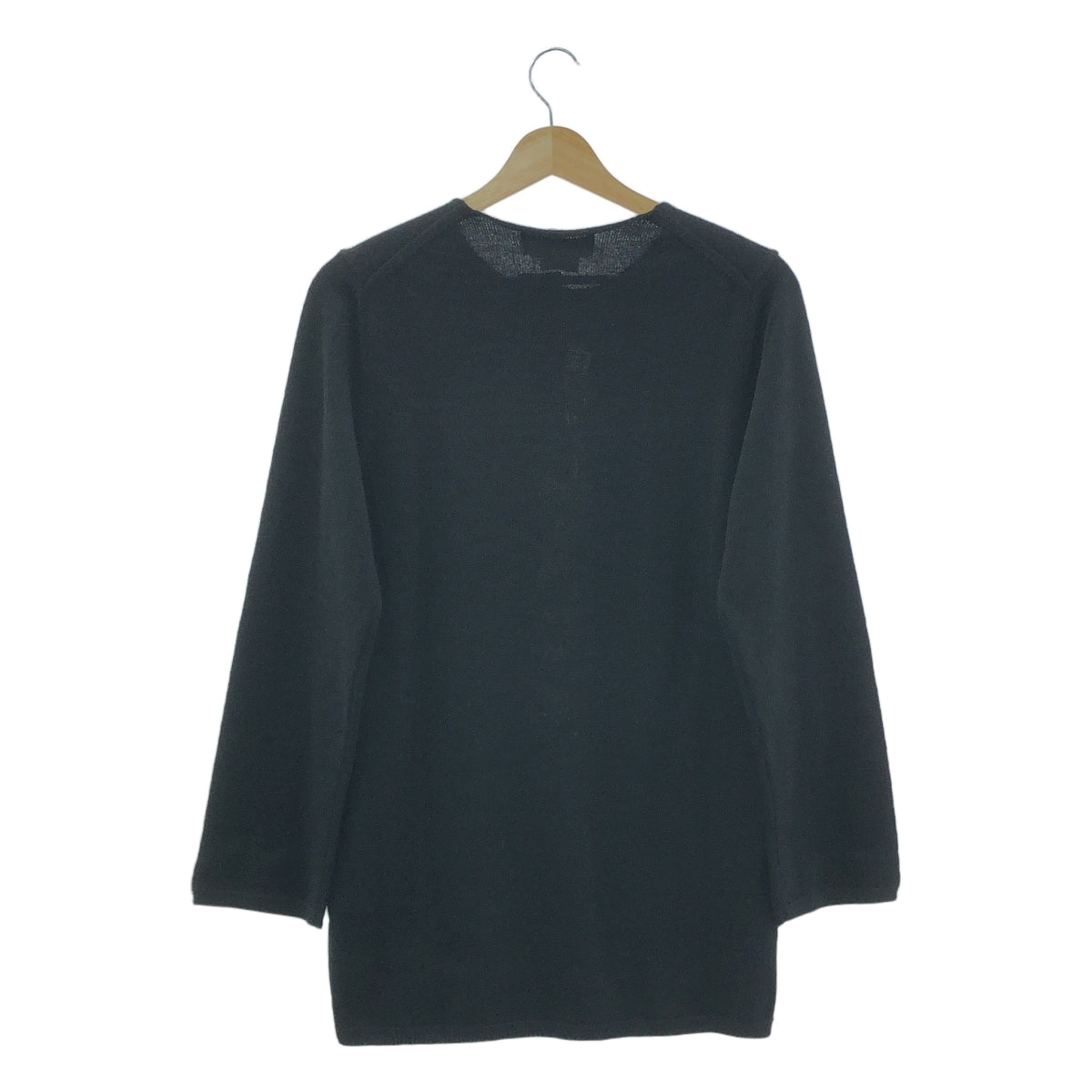 【新品】  BLACK COMME des GARCONS / ブラックコムデギャルソン | 2019SS / AD2018 | ゴールドロゴ ウール混 長袖 ニット | S | ブラック / ゴールド | レディース