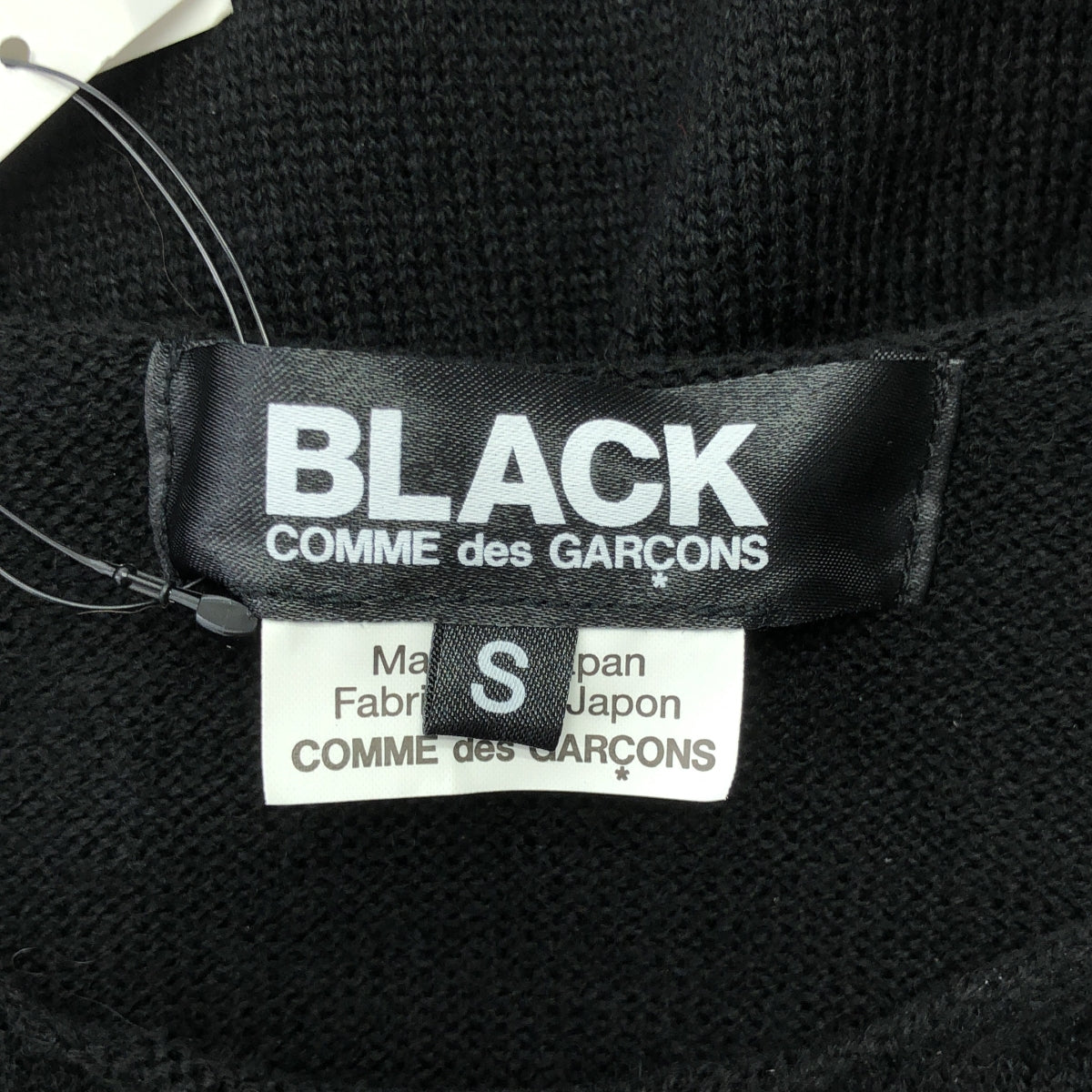 【新品】  BLACK COMME des GARCONS / ブラックコムデギャルソン | 2019SS / AD2018 | ゴールドロゴ ウール混 長袖 ニット | S | ブラック / ゴールド | レディース