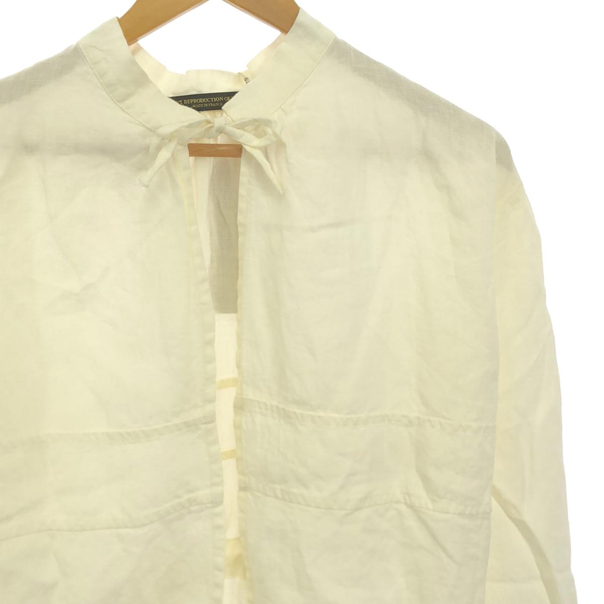 [New] GARMENT REPRODUCTION OF WORKERS | Linen Buttonless Waist Drawstring Band Collar Blouse | 0 | White | Women's