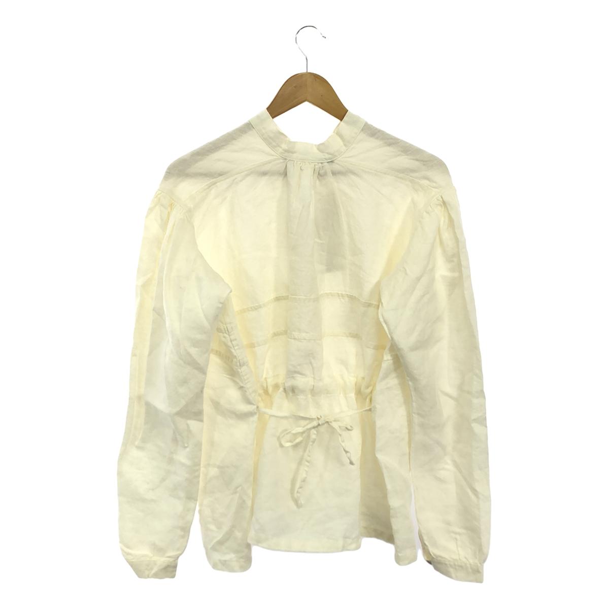 [New] GARMENT REPRODUCTION OF WORKERS | Linen Buttonless Waist Drawstring Band Collar Blouse | 0 | White | Women's