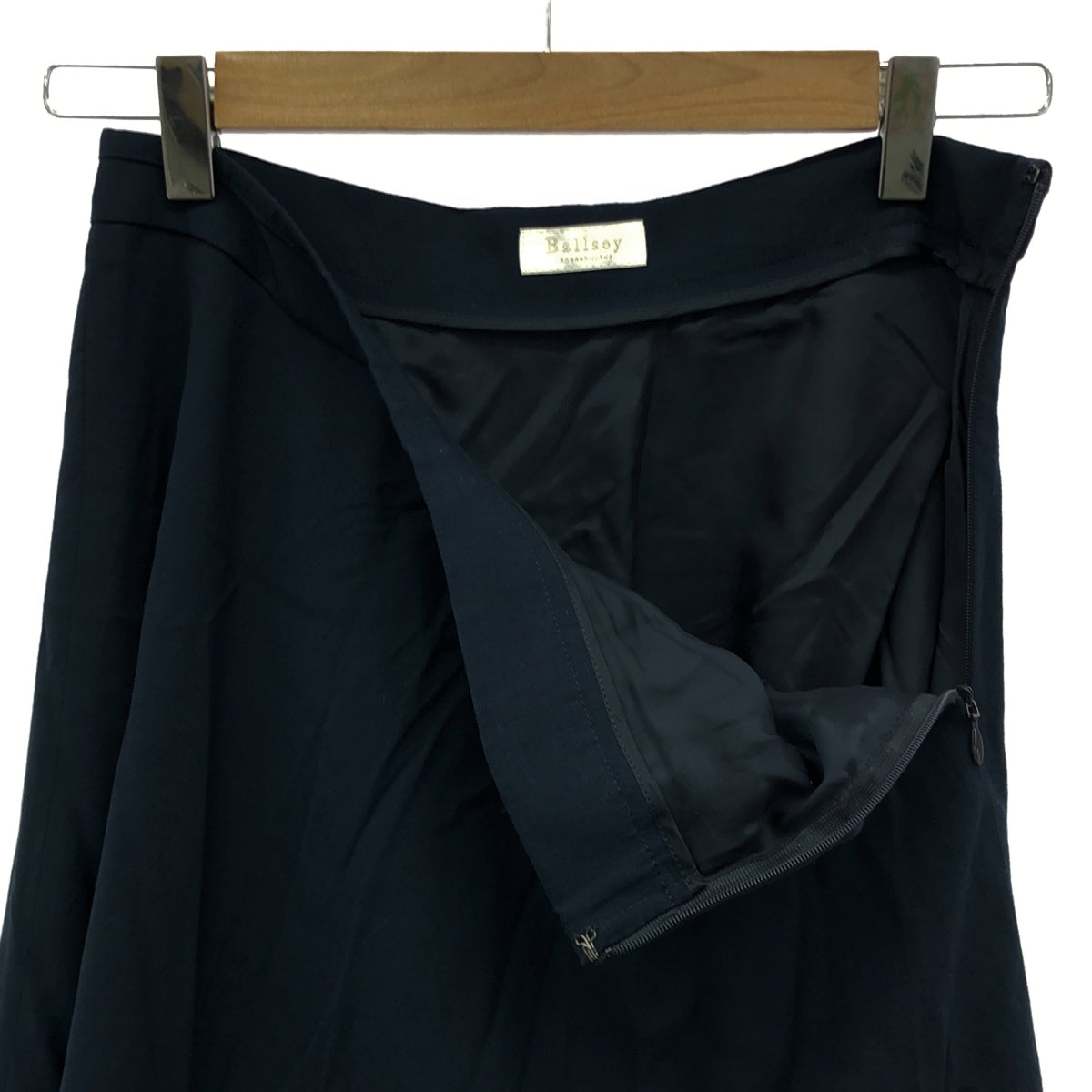 明日世界 BALLSEY |柔軟人造絲亞麻喇叭裙 |尺寸 36 |海軍 |女性的
