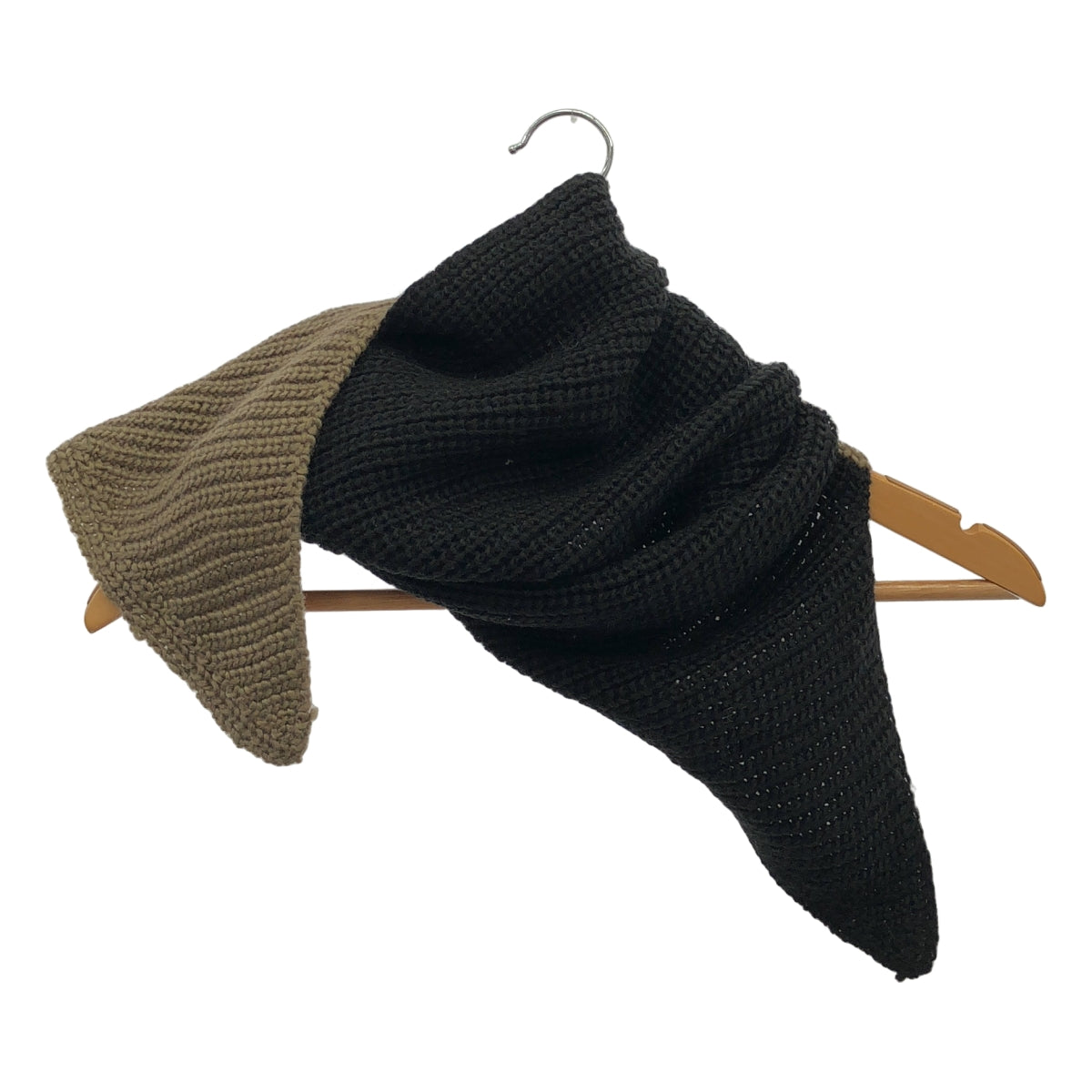 LAD MUSICIAN | 羊毛雙色針織圍脖 | 黑色/卡其色