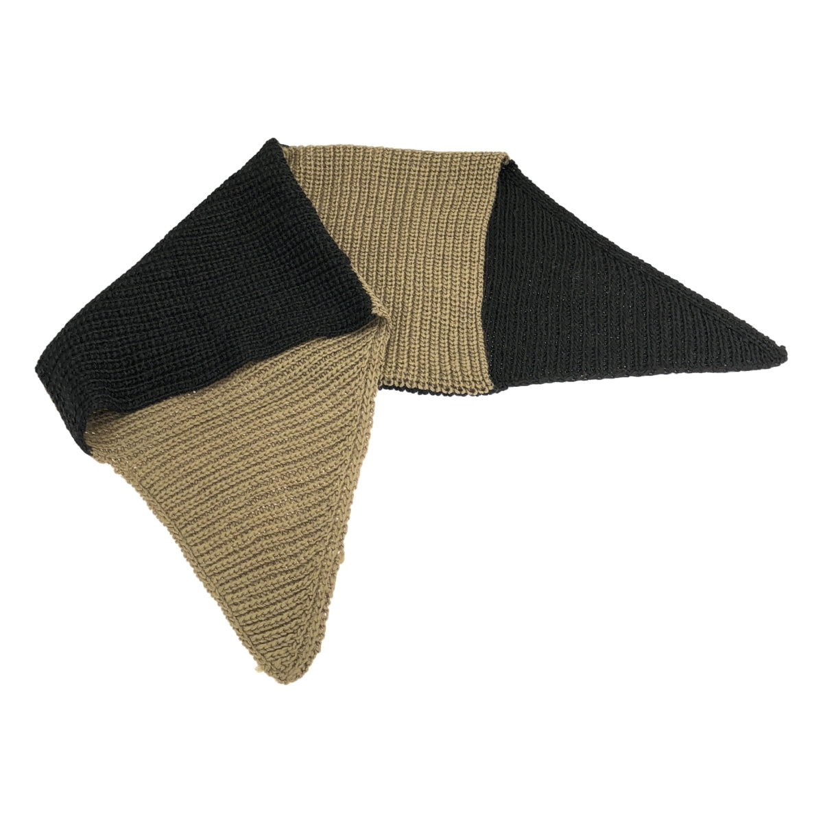LAD MUSICIAN | 羊毛雙色針織圍脖 | 黑色/卡其色