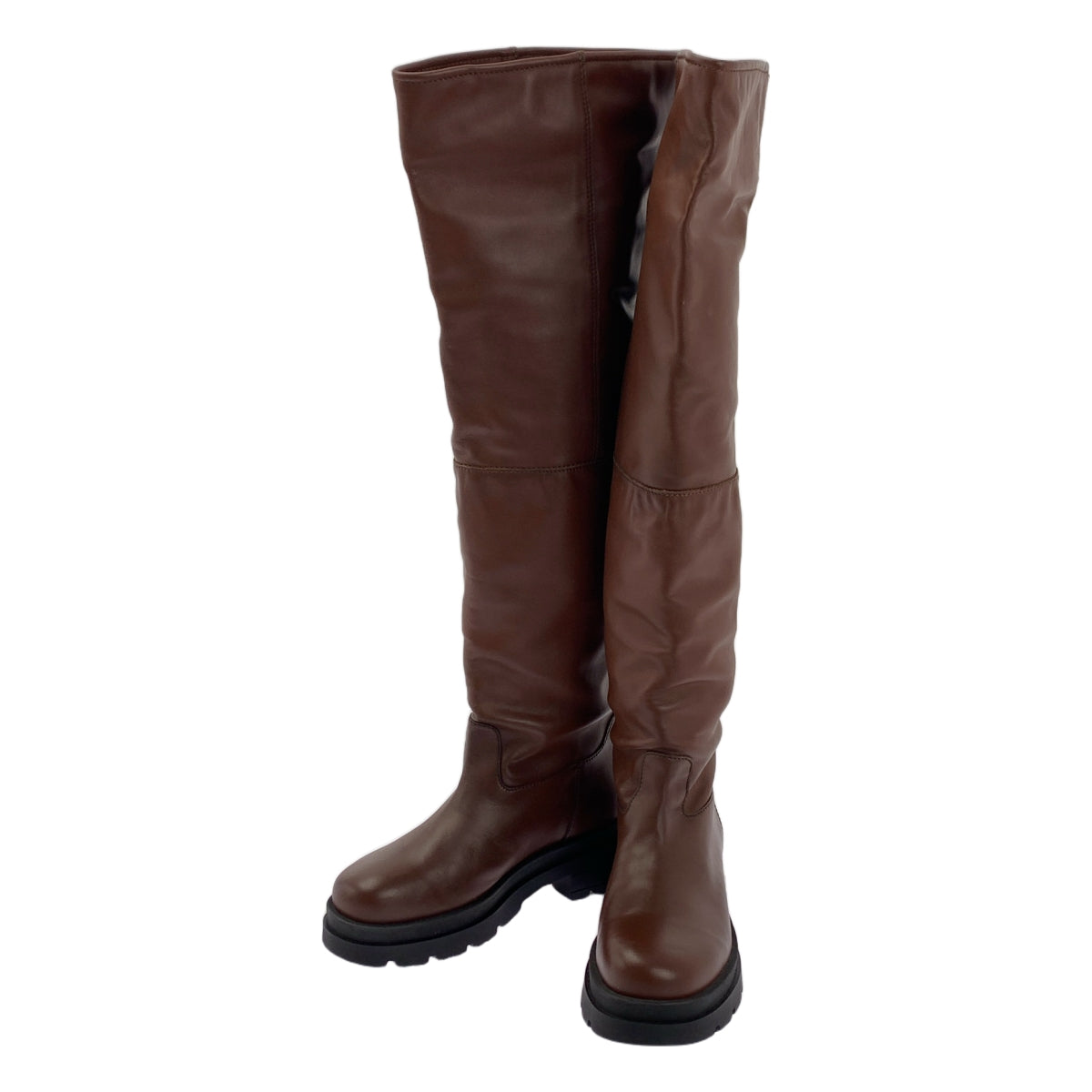 【미품】 INSCRIRE / 안스쿠리아 | 2021AW | 가죽 니 하이 부츠 | 36 | 브라운 | 여성