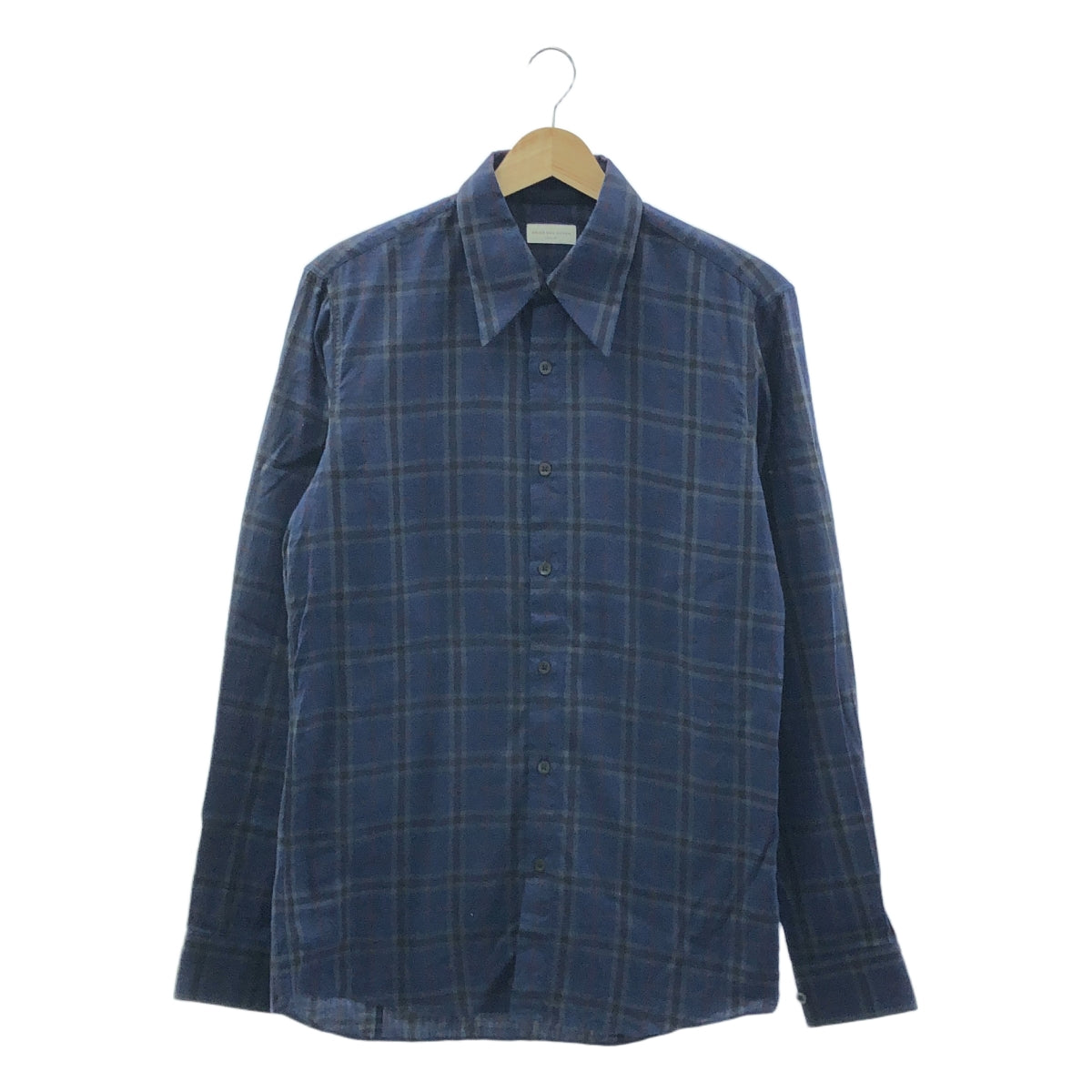 DRIES VAN NOTEN | 棉質格紋常規領襯衫 | 尺寸 46 | 海軍藍 | 男款