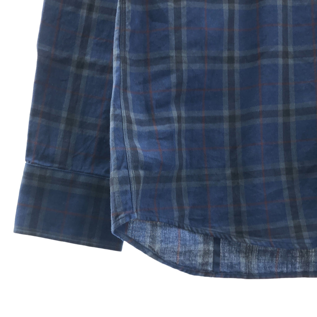 DRIES VAN NOTEN / ドリスヴァンノッテン | コットン チェック レギュラーカラー シャツ | 46 | ネイビー | メンズ