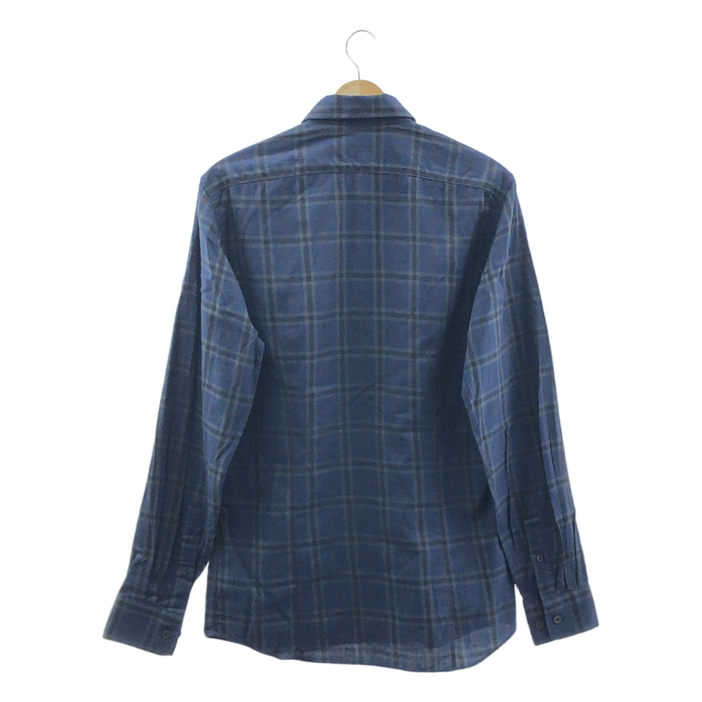 DRIES VAN NOTEN / ドリスヴァンノッテン | コットン チェック レギュラーカラー シャツ | 46 | ネイビー | メンズ