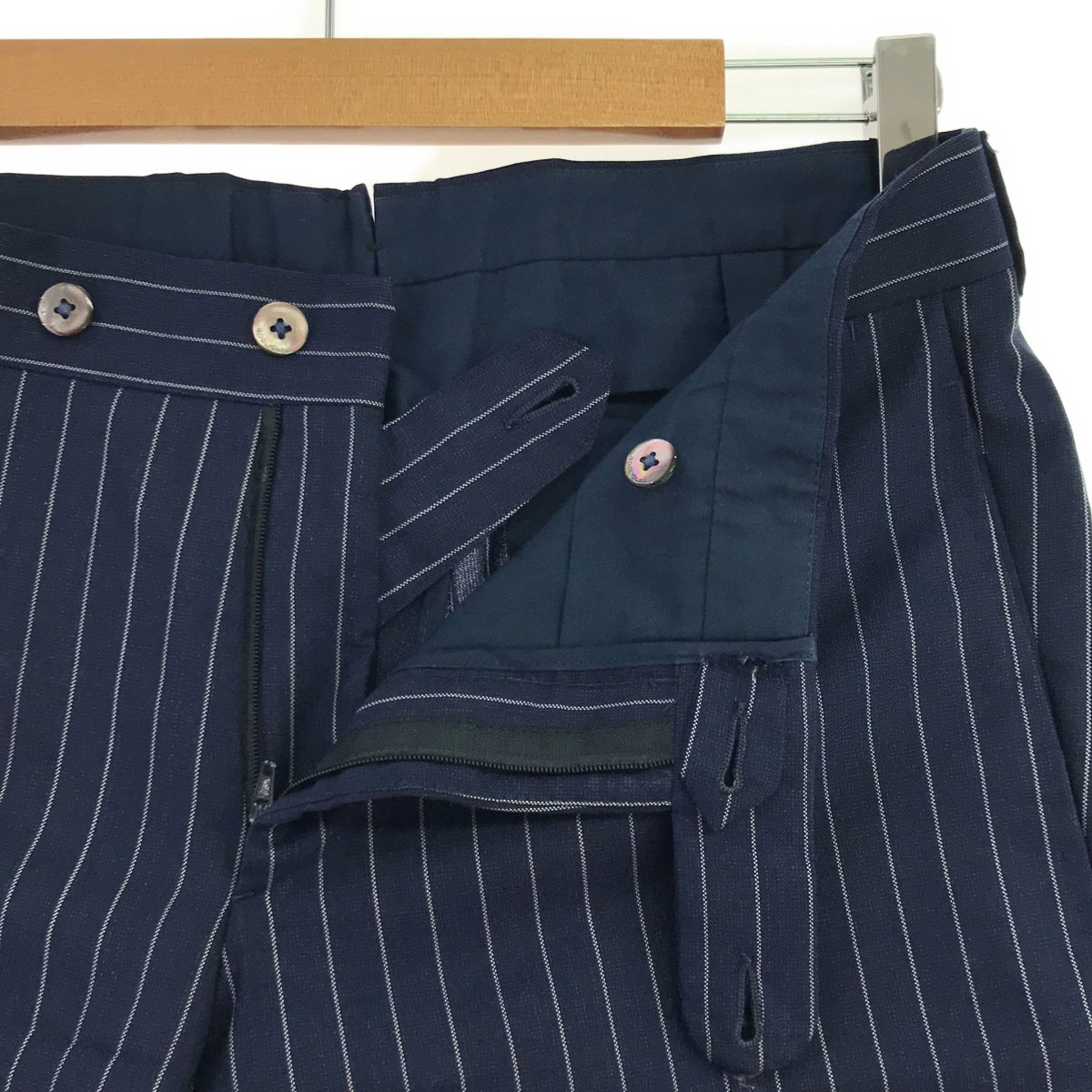 BOGLIOLI / BOGLIOLI | CALAIS Suit Set Wool Stripe 3B Tailored Jacket Slacks | 44 | Navy | Men's