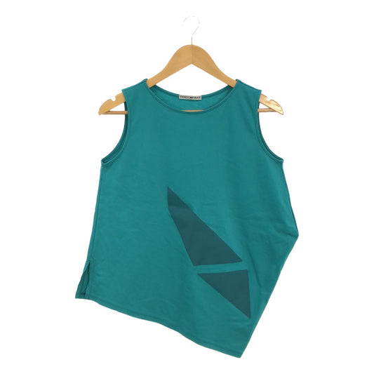 [Good Condition] ISSEY MIYAKE | Asymmetrical Patch Slit Sleeveless Top / Tank Top | 2 | Turquoise Green | Women's