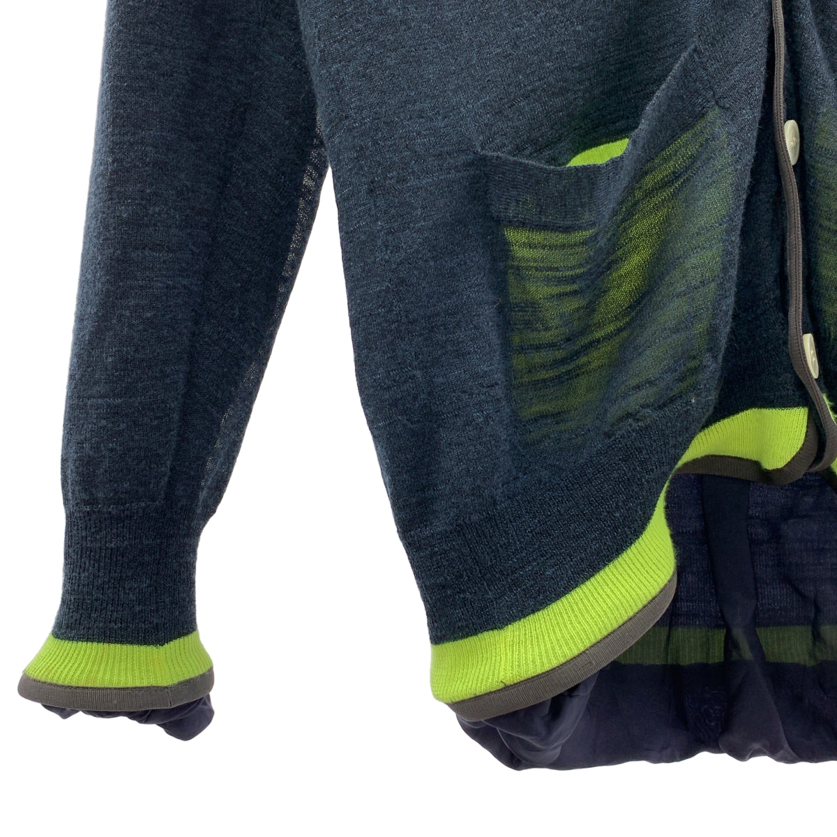 sacai / サカイ | ウール混 パイピング ニットカーディガン ジャケット | 1 | ネイビー | メンズ