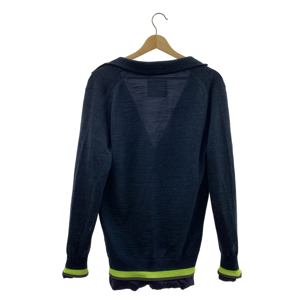 sacai / サカイ | ウール混 パイピング ニットカーディガン ジャケット | 1 | ネイビー | メンズ