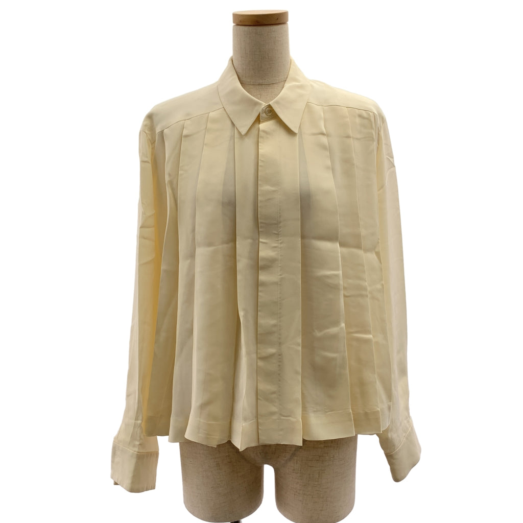 BLAMINK / 브라밍크 | R SILK PLEAT STL BL silk 100% / 실크 플리츠 셔츠 블라우스 | 38 |