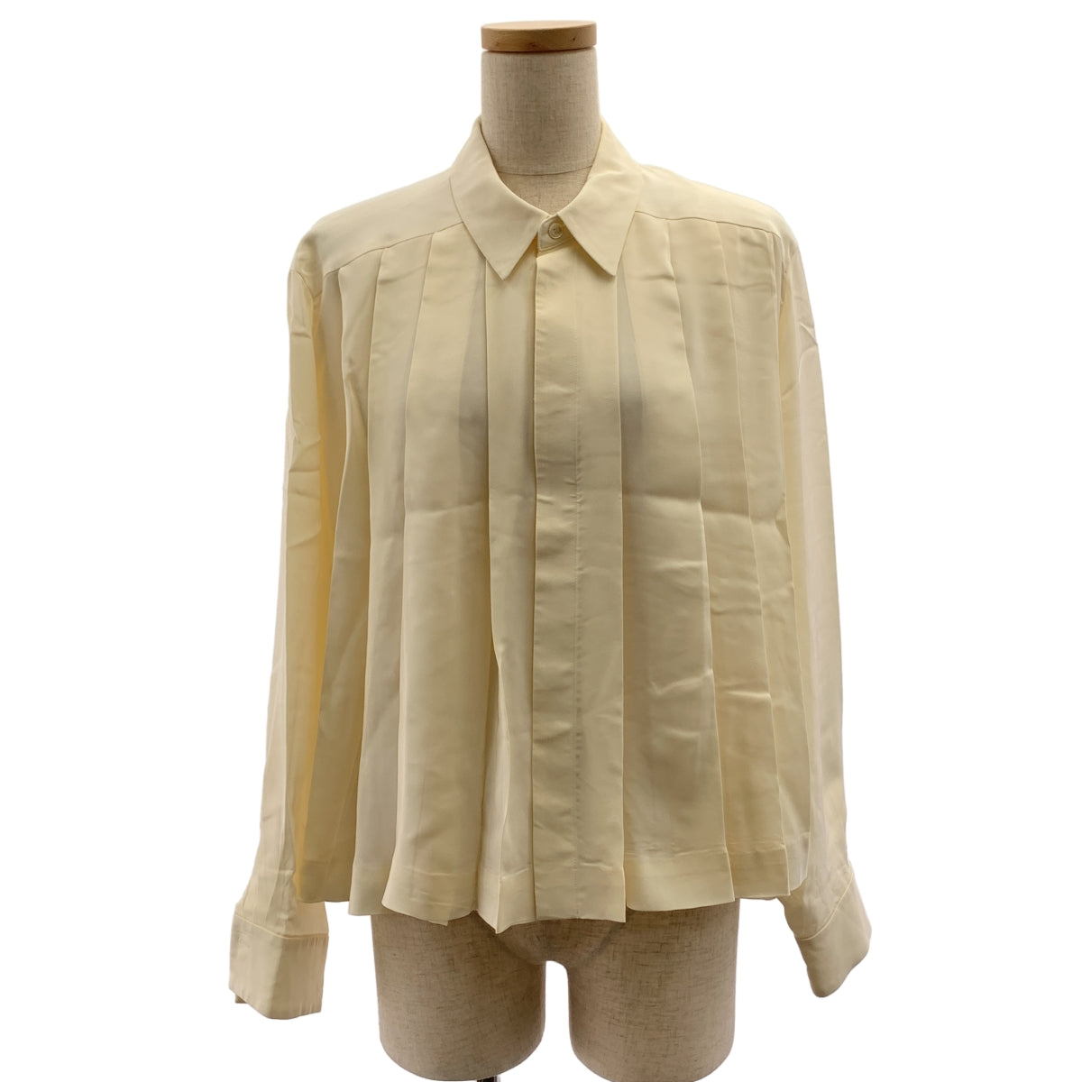 BLAMINK / 브라밍크 | R SILK PLEAT STL BL silk 100% / 실크 플리츠 셔츠 블라우스 | 38 |