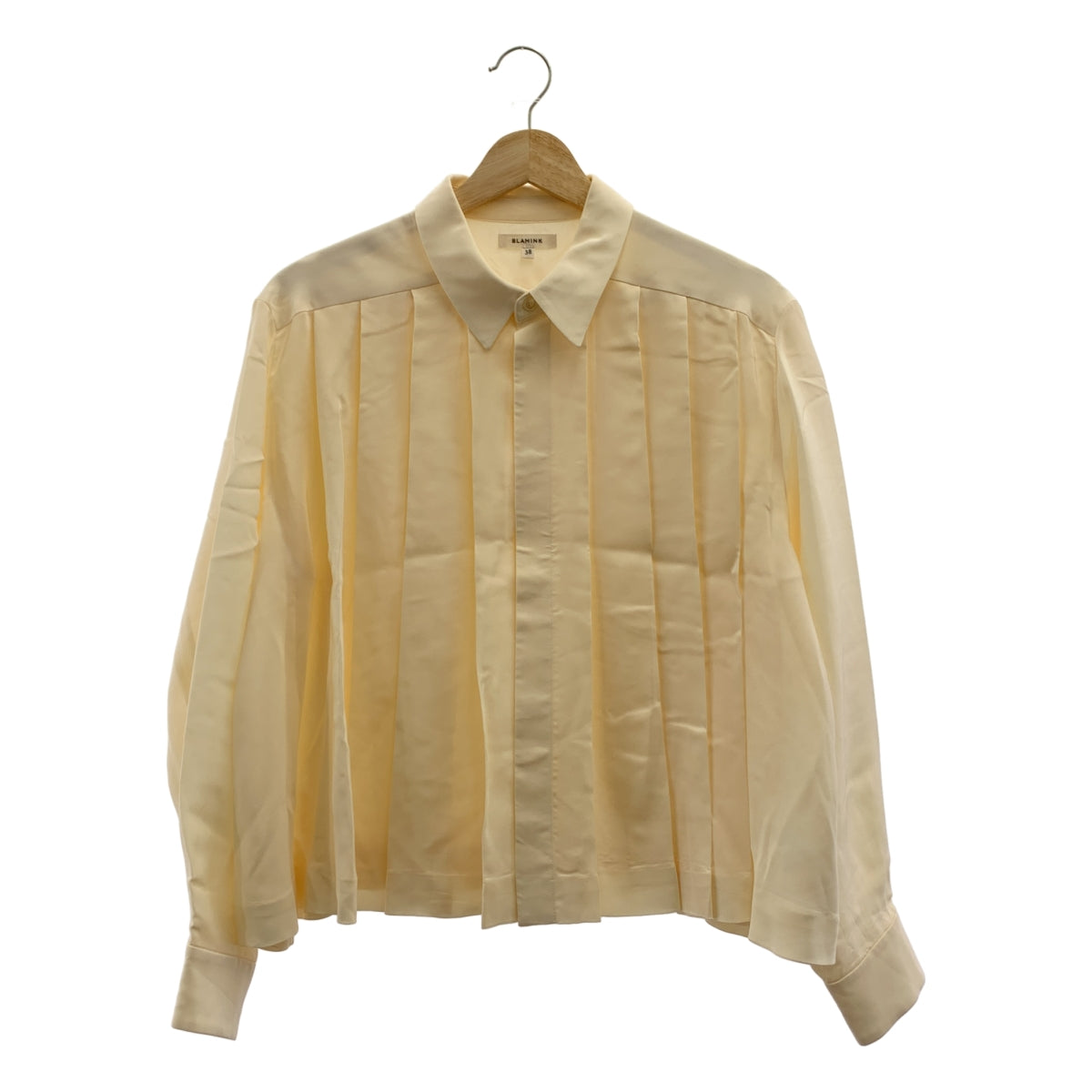 BLAMINK / 브라밍크 | R SILK PLEAT STL BL silk 100% / 실크 플리츠 셔츠 블라우스 | 38 |