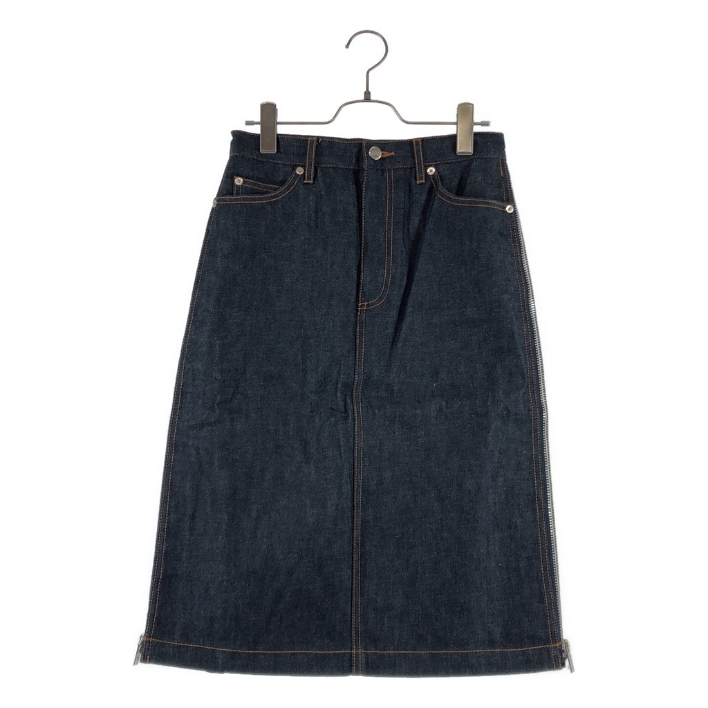 【미품】 sacai / 사카이 | × APC / 사이드 주름 지퍼 데님 스커트 | 34 | 인디고 / 카키 | 여성