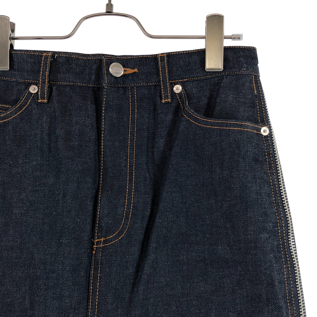 【미품】 sacai / 사카이 | × APC / 사이드 주름 지퍼 데님 스커트 | 34 | 인디고 / 카키 | 여성