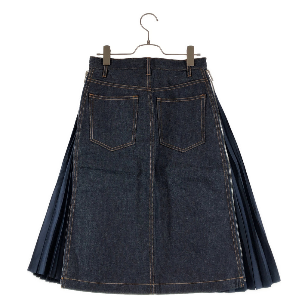 【미품】 sacai / 사카이 | × APC / 사이드 주름 지퍼 데님 스커트 | 34 | 인디고 / 카키 | 여성