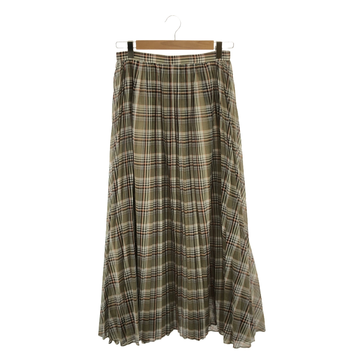 DRESSTERIOR | Sheer Madras Check Pleated Maxi Skirt | 38 | Women's