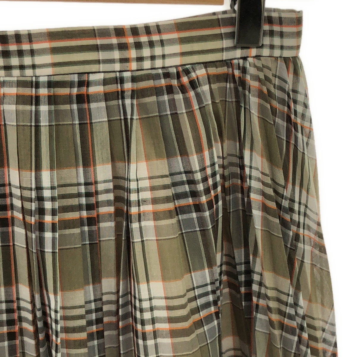 DRESSTERIOR | Sheer Madras Check Pleated Maxi Skirt | 38 | Women's