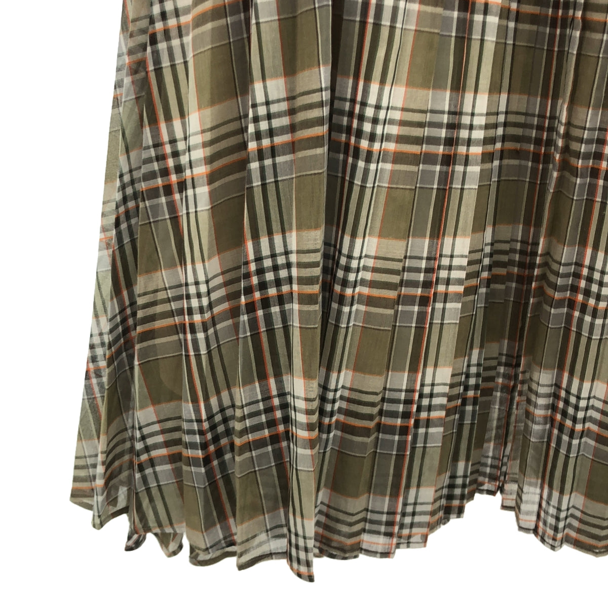 DRESSTERIOR | Sheer Madras Check Pleated Maxi Skirt | 38 | Women's