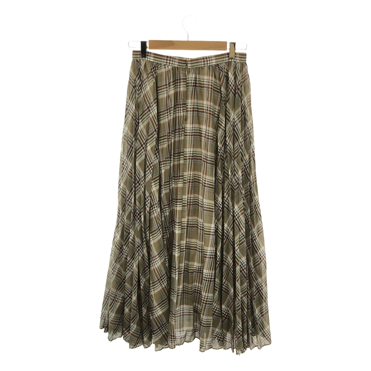 DRESSTERIOR | Sheer Madras Check Pleated Maxi Skirt | 38 | Women's