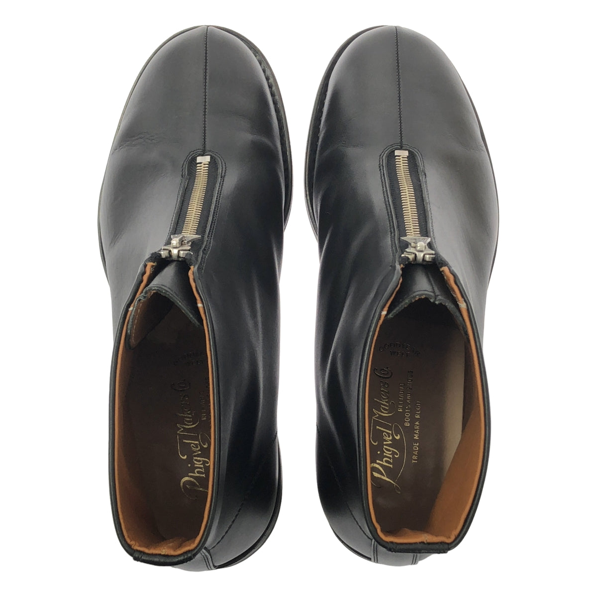 PHIGVEL / 피그벨 | 2024AW | AVIATOR ZIP BOOTS 어비에이터 센터 지퍼 가죽 부츠 | 8.5 | 남성