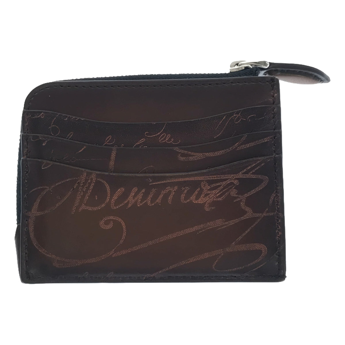 [Beautiful Condition] BERLUTI | Leather Calligraphy Patine Card Holder Coin Case | Brown | Men's