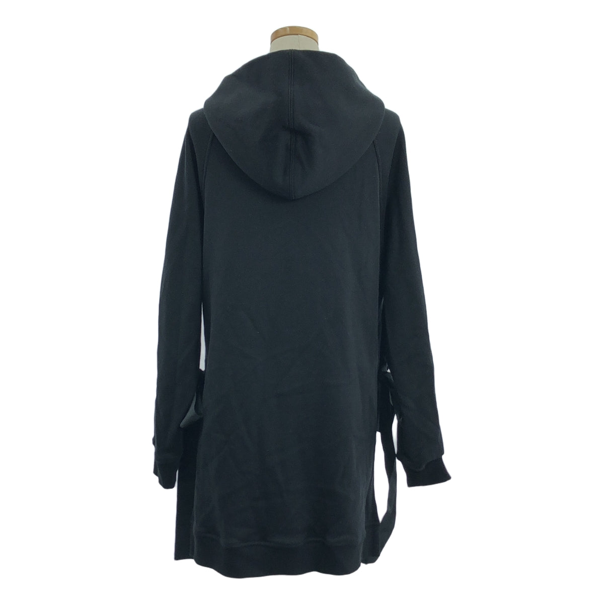 【美品】  VALENTINO / ヴァレンティノ | スリット リボン レースパッチ スウェット ワンピース フーディ | XS | ブラック | レディース