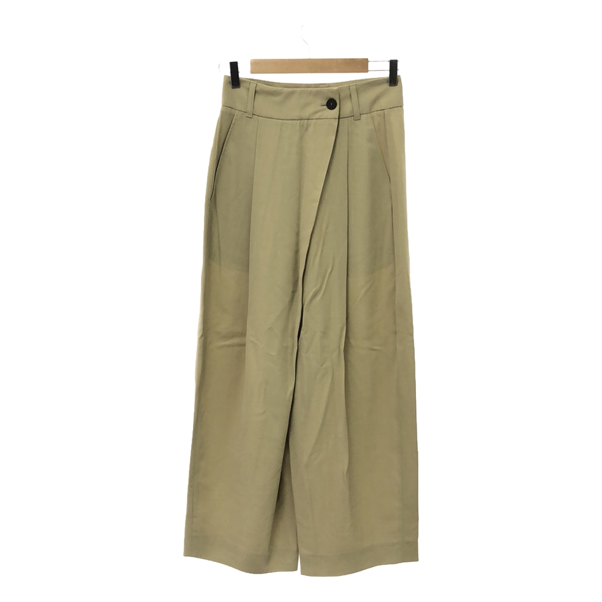 【美品】  Studio Nicholson / スタジオニコルソン | PEACHED COTTON TWILL WRAP PANTS / タック テーパード ワイドスラックス パンツ | 0 | ベージュ | レディース