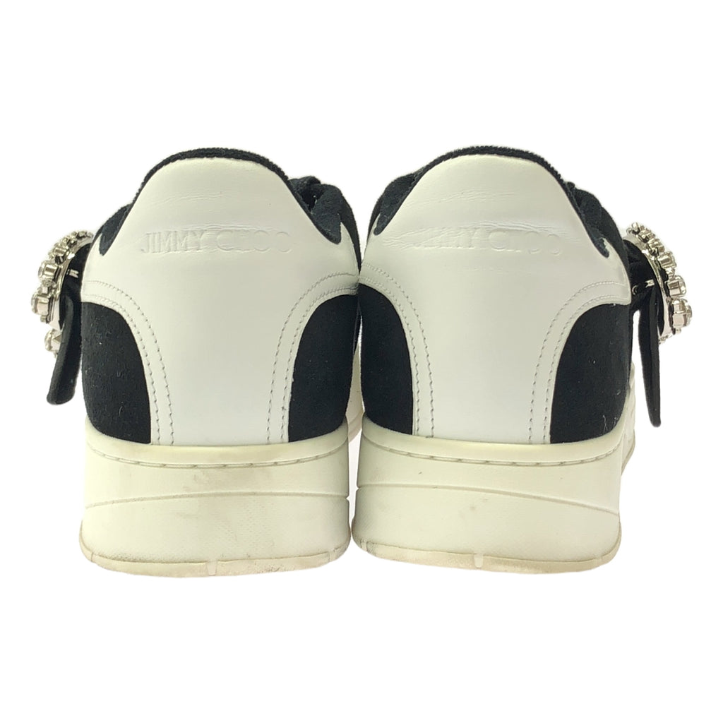 JIMMY CHOO / ジミーチュウ | OSAKA LACE UP XYT VCY / スエード レザー ビジュー装飾 スニーカー | 38 | ブラック | レディース