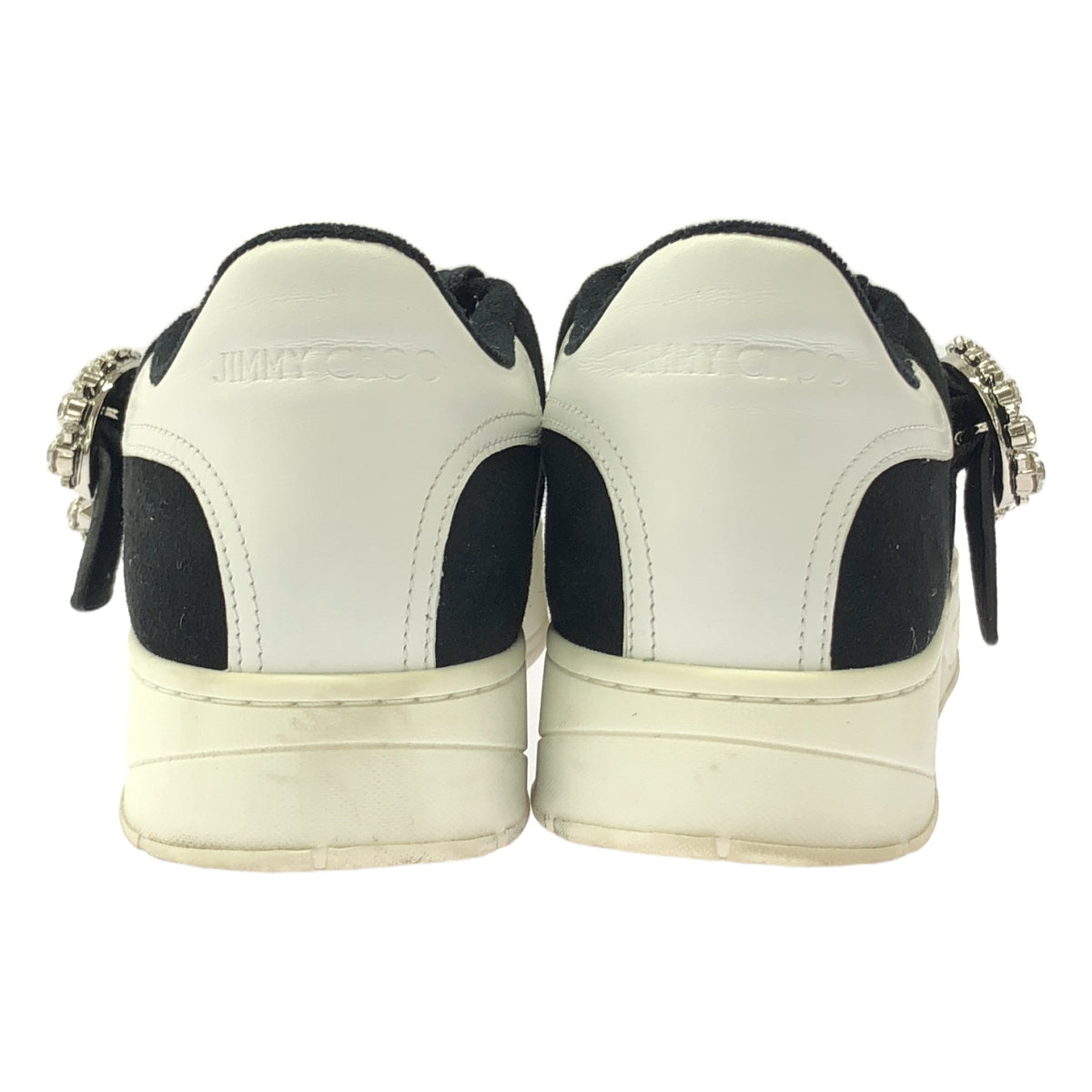 JIMMY CHOO / 지미추 | OSAKA LACE UP XYT VCY / 스웨이드 가죽 비쥬 장식 스니커즈 | 38 | 블랙 | 여성