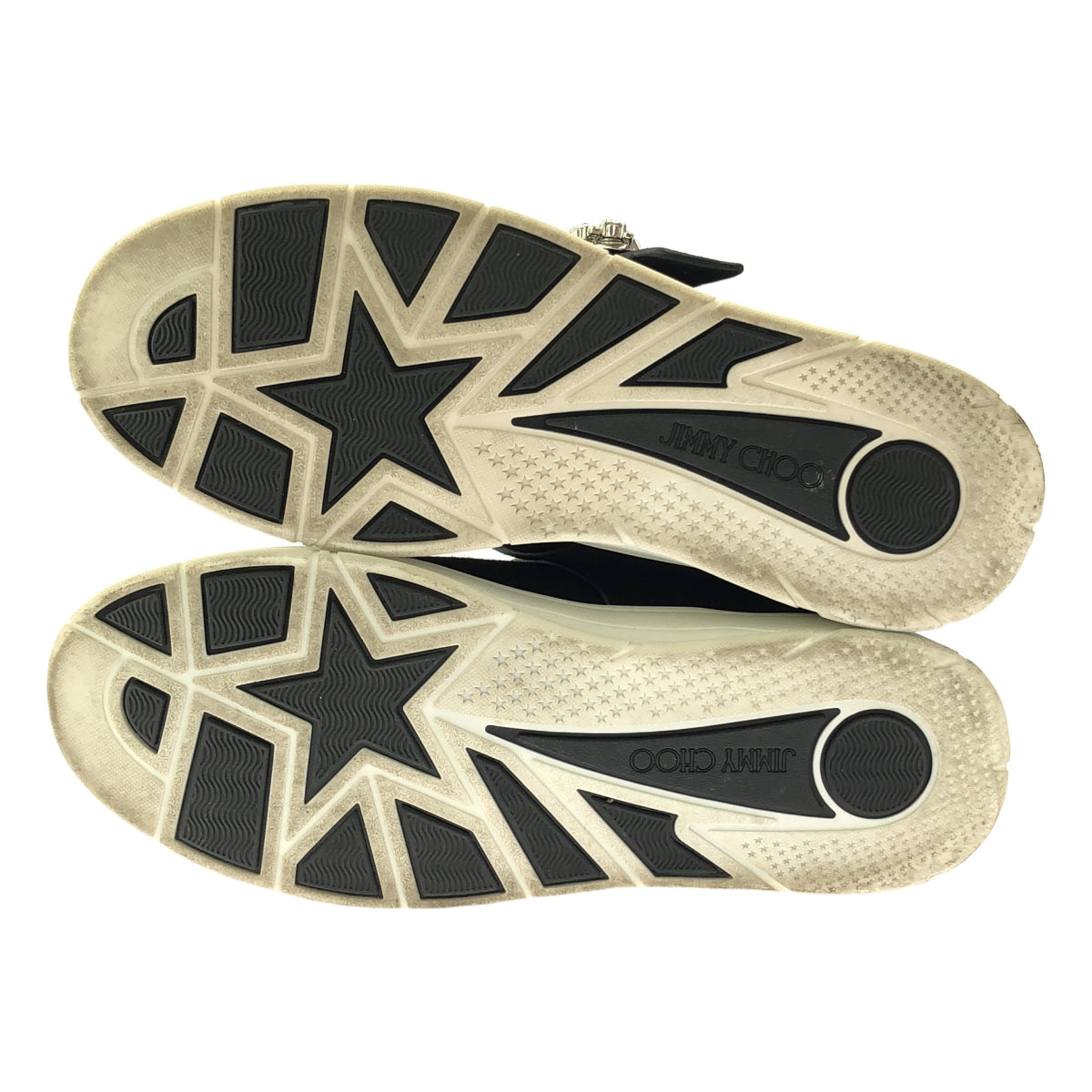 JIMMY CHOO / 지미추 | OSAKA LACE UP XYT VCY / 스웨이드 가죽 비쥬 장식 스니커즈 | 38 | 블랙 | 여성