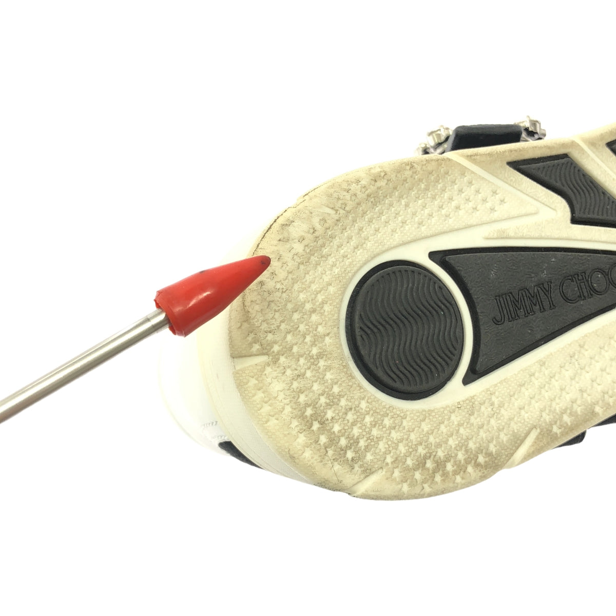 JIMMY CHOO / ジミーチュウ | OSAKA LACE UP XYT VCY / スエード レザー ビジュー装飾 スニーカー | 38 | ブラック | レディース